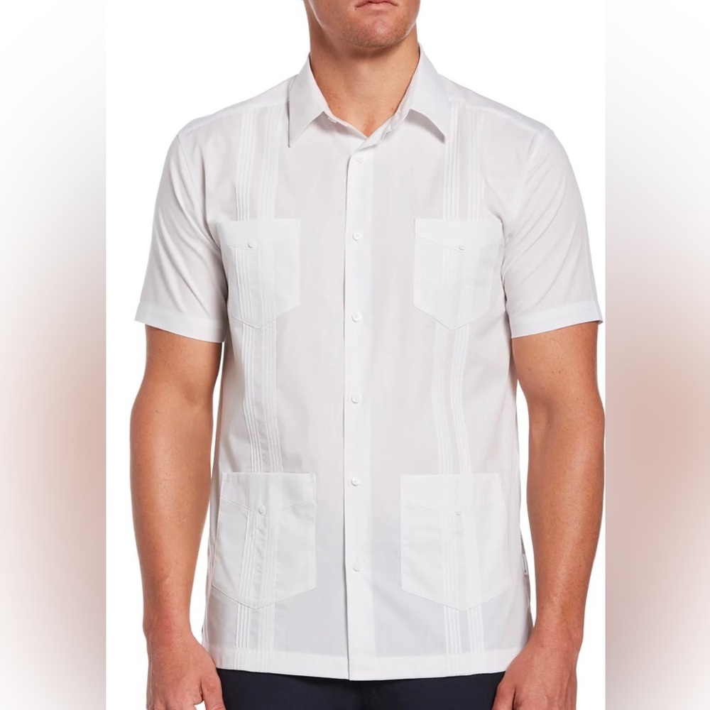NWT Cubavera Four Pocket Guayabera Shirt Bright White